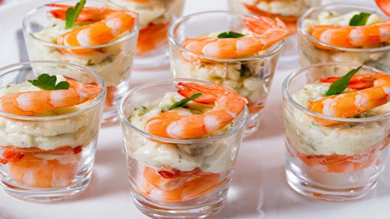 Verrine crevettes saumon et fromage frais